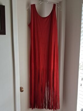 Wrangler Red Maxi Dress with Fringe